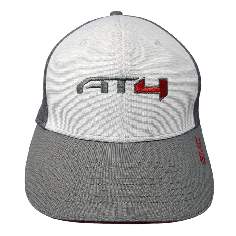 AT4 GMC Strapback Hat Gray One Size Adjustable Embroidered Vented Holes 6 Panel